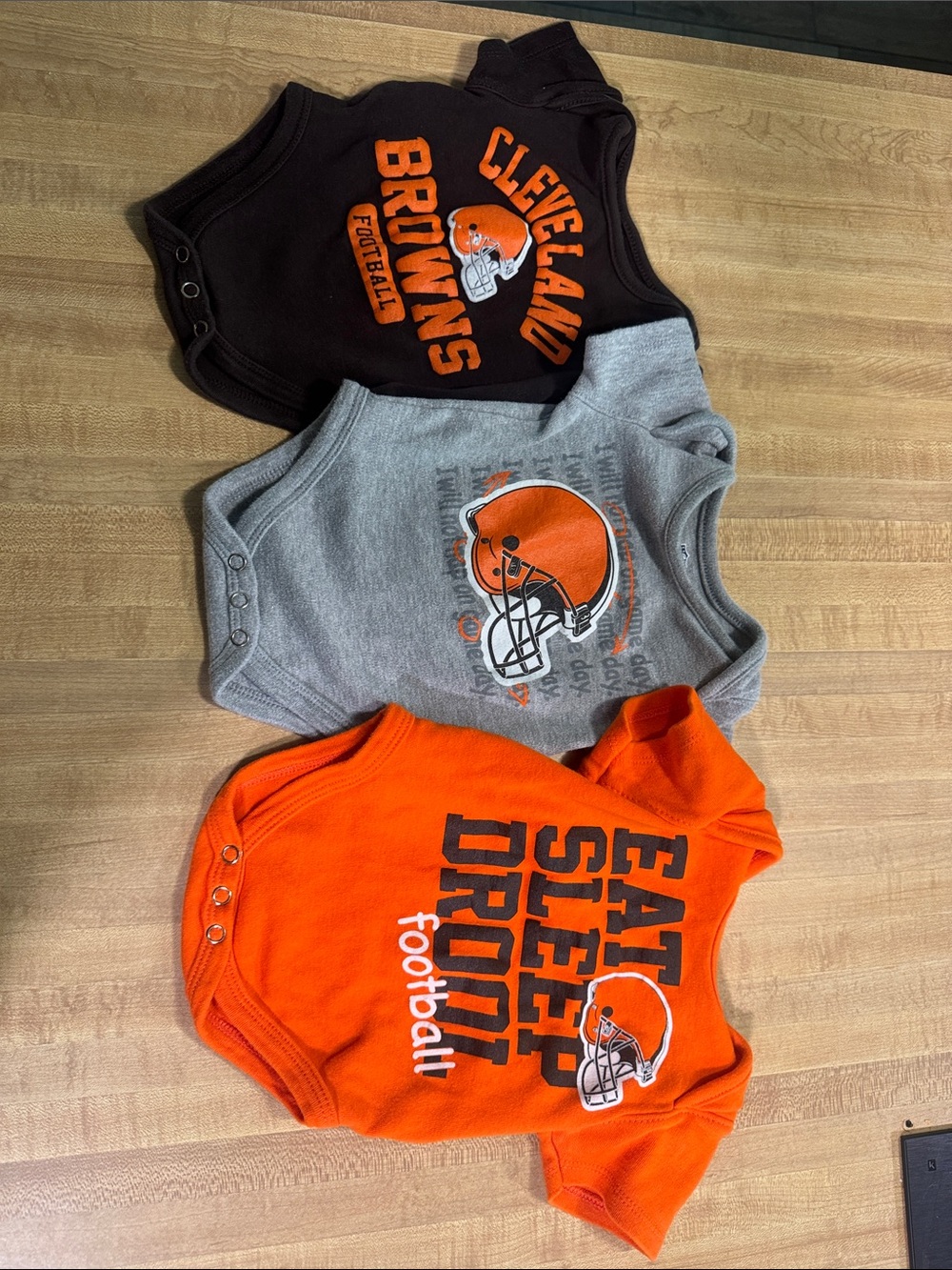 Cleveland Browns Baby Onesie Set - Orange, Gray, Brown